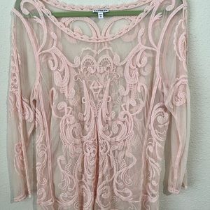Pink mesh Blouse from Express